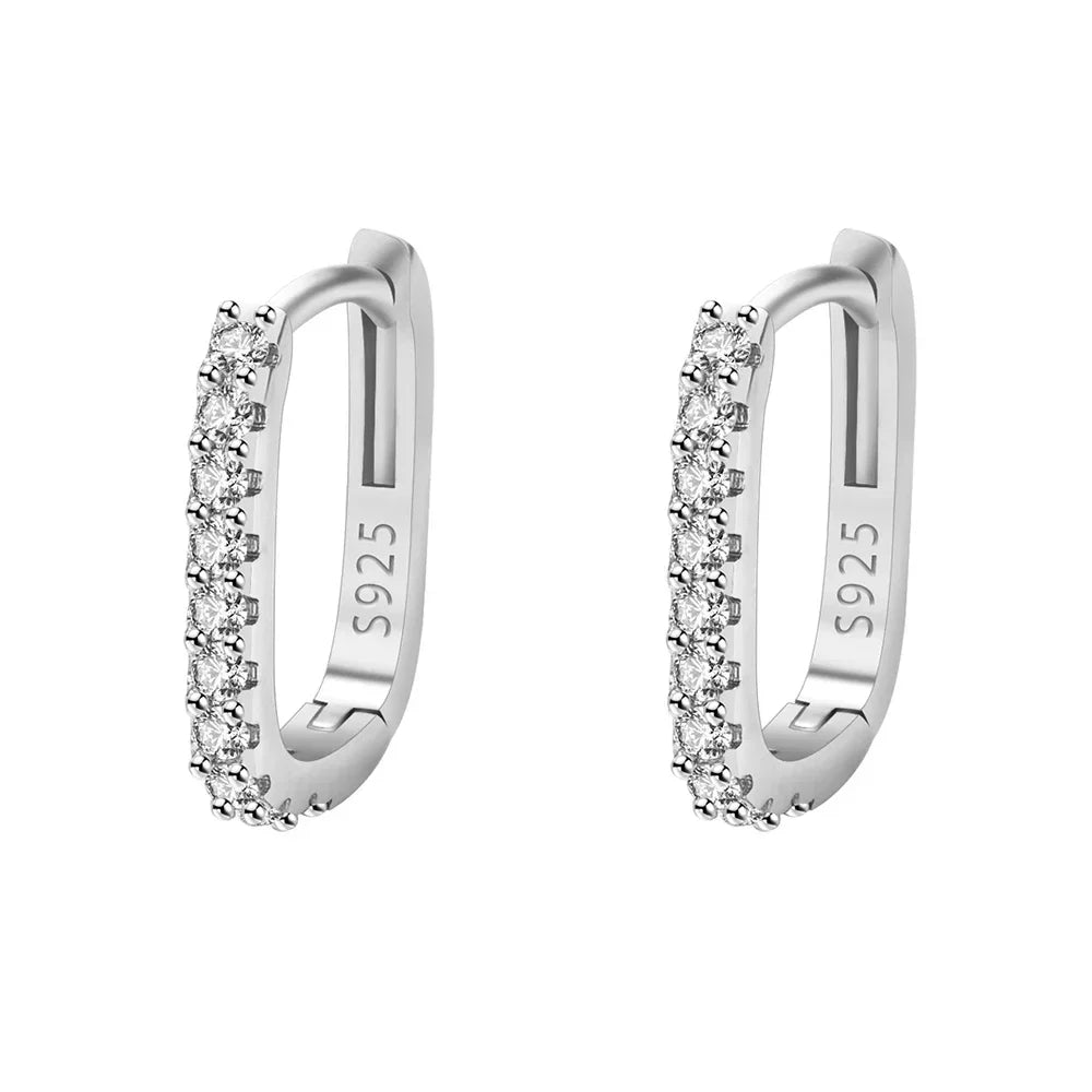 925 Sterling Silver Zircon Hoop Earrings for Women | Sparkling Crystal Circle Earrings