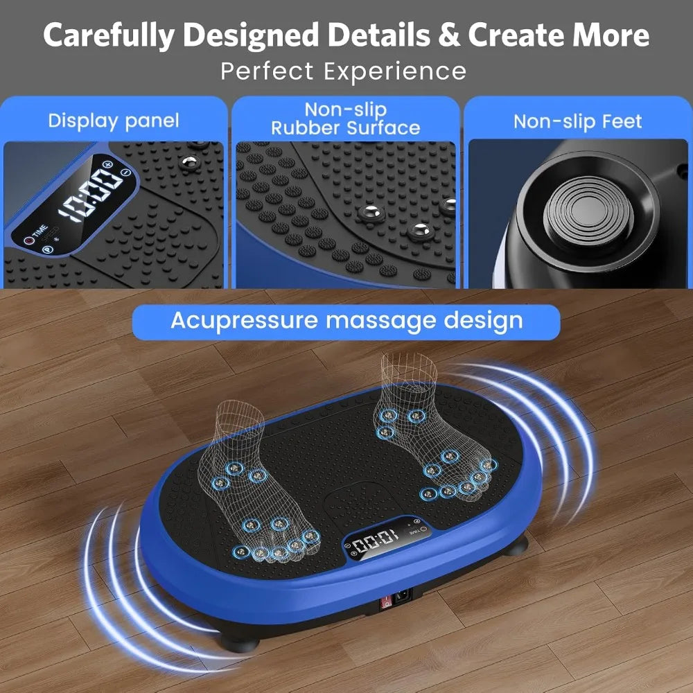 Vibration Plate Exercise Machine with Bluetooth, Remote &amp; Lymphatic Drainage Support