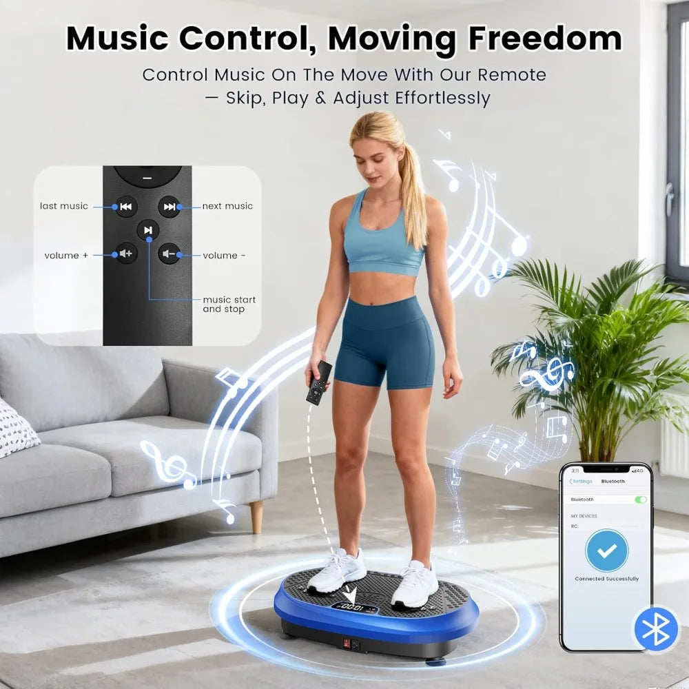 Vibration Plate Exercise Machine with Bluetooth, Remote &amp; Lymphatic Drainage Support