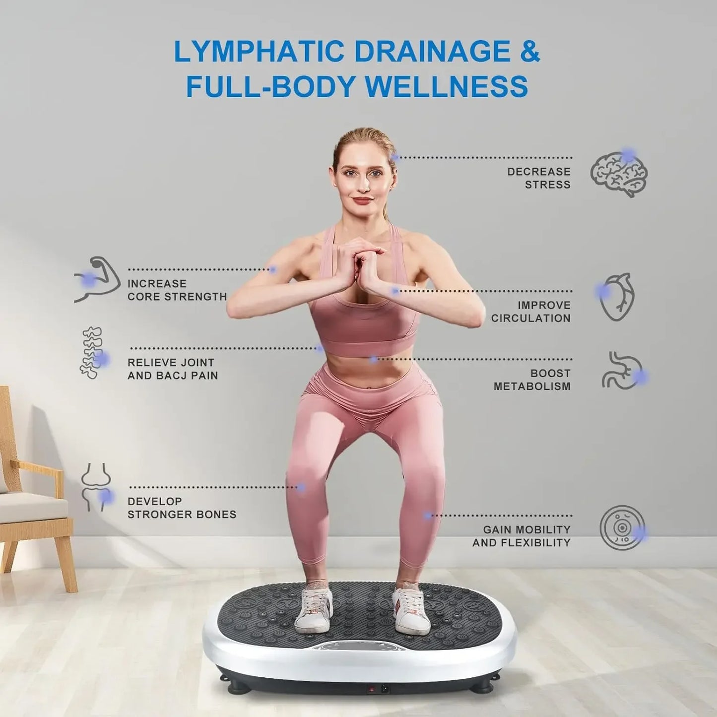 3D XL Vibration Plate Exercise Machine - Whole Body Workout  - Lymphatic Drainage