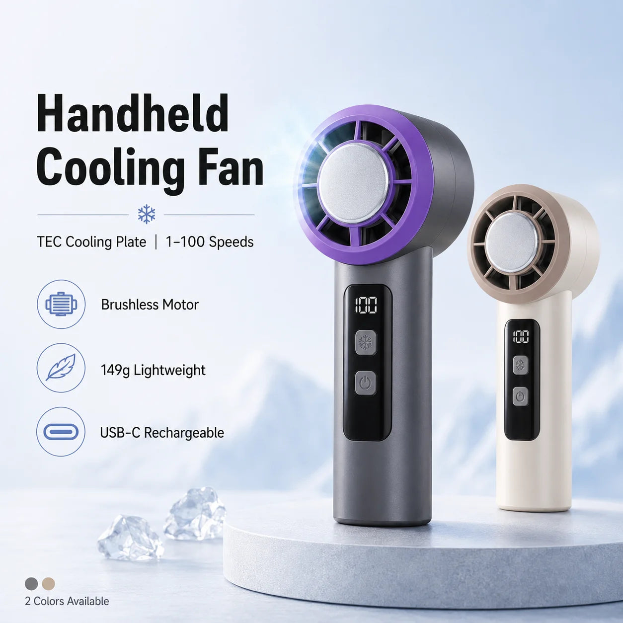 Portable Handheld Cooling Fan, with Cooling Plate