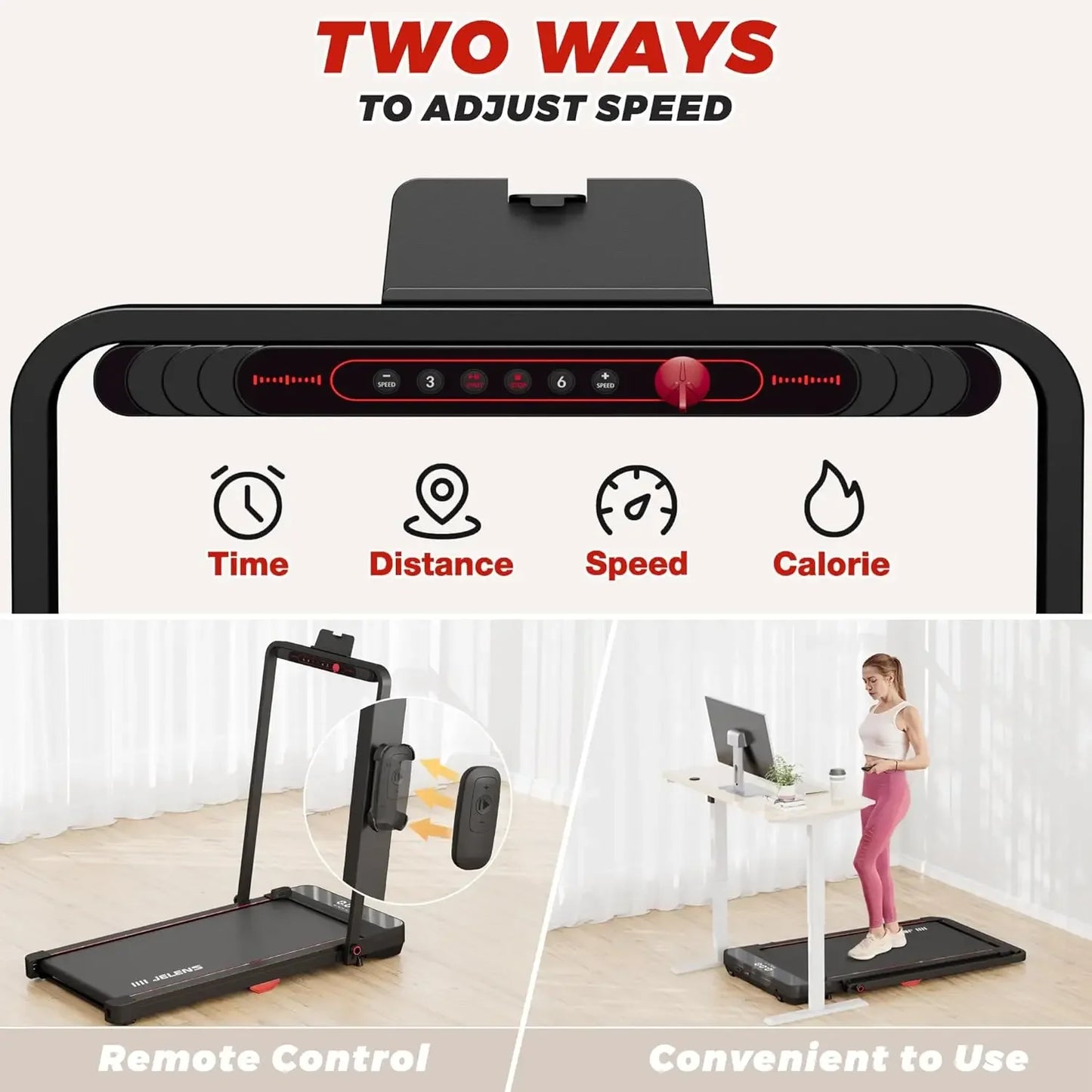 2 in 1 Treadmill, Walking Pad with Remote Control LED Display - Free shipping