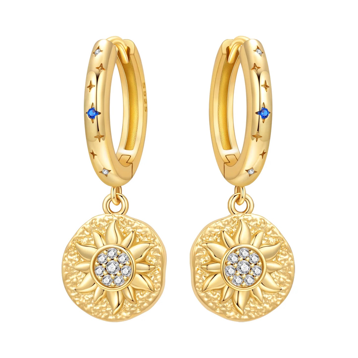 S925 Sterling Silver 18K Gold Square Hoop Earrings