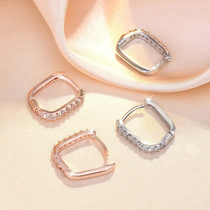 925 Sterling Silver Zircon Hoop Earrings for Women | Sparkling Crystal Circle Earrings