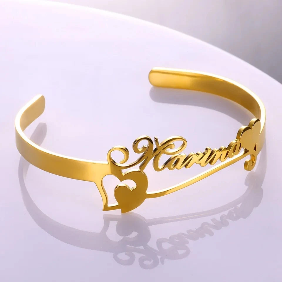 Stainless Steel Personalized letter Cuff Bangles Bracelets for Woman 🔥 Buy One Get One Free