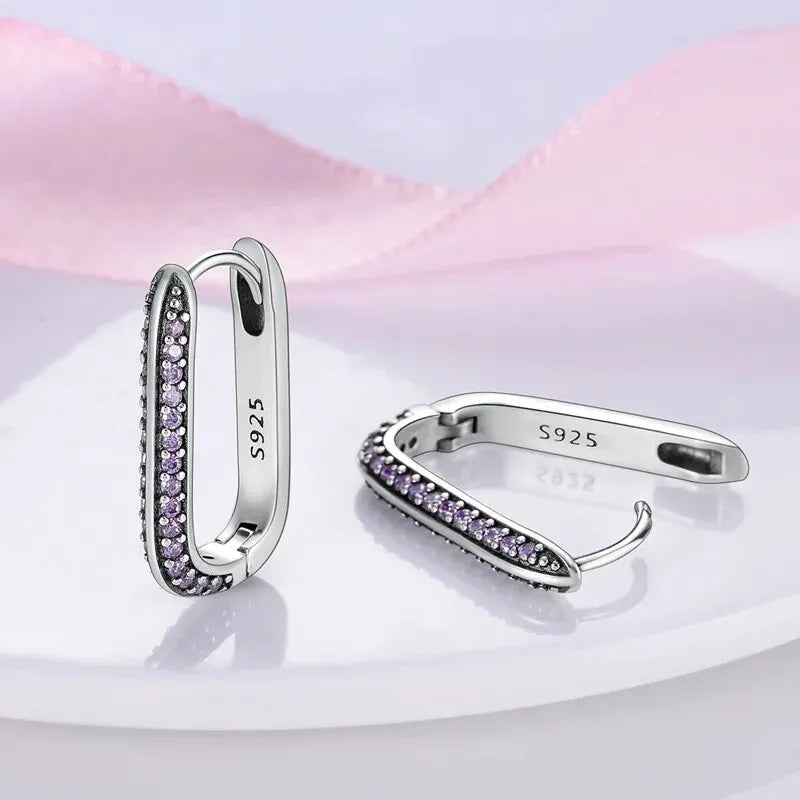 925 Sterling Silver Large Double Circle Hoop Earrings CZ Zircona -BOGO 🔥