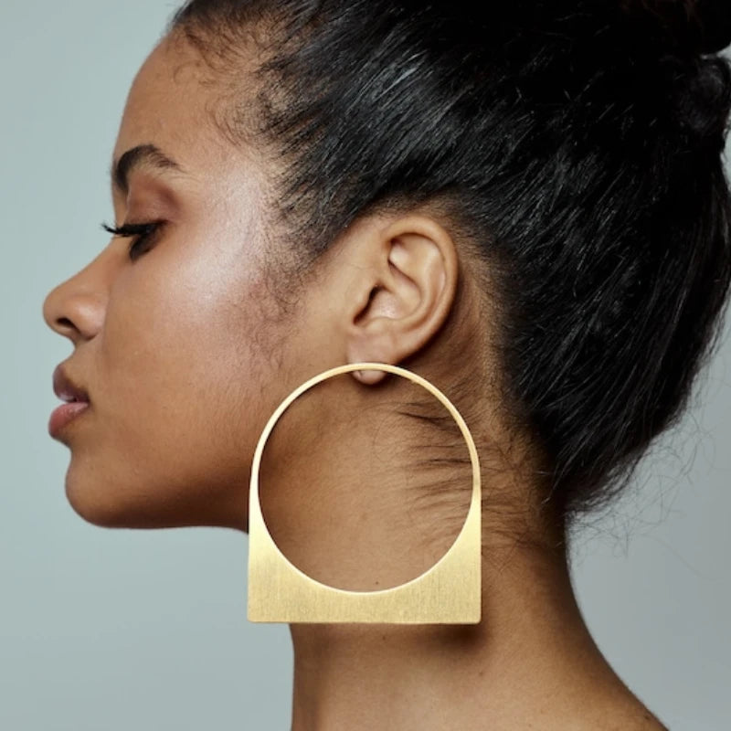 African Large Hoop Earring with Custom Name Middle East Dubai 18K Gold P - BOGO Free 🔥