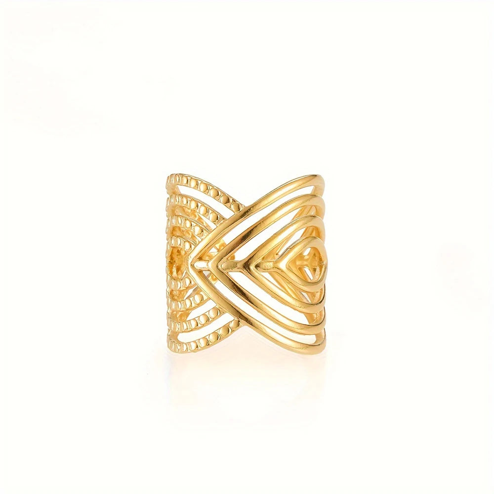 Stainless Steel Ring Irregular Unique Design Open Ring