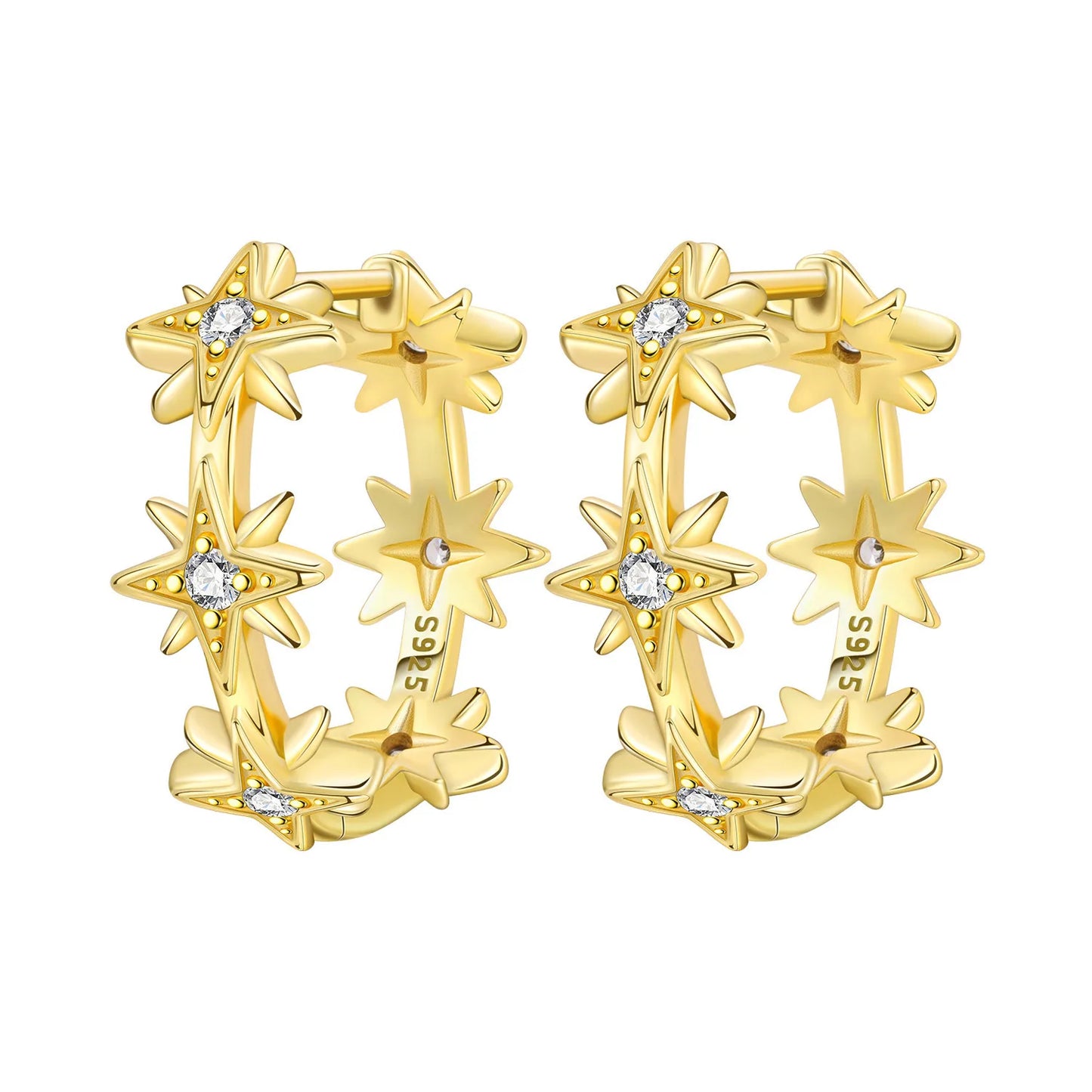 S925 Sterling Silver 18K Gold Square Hoop Earrings