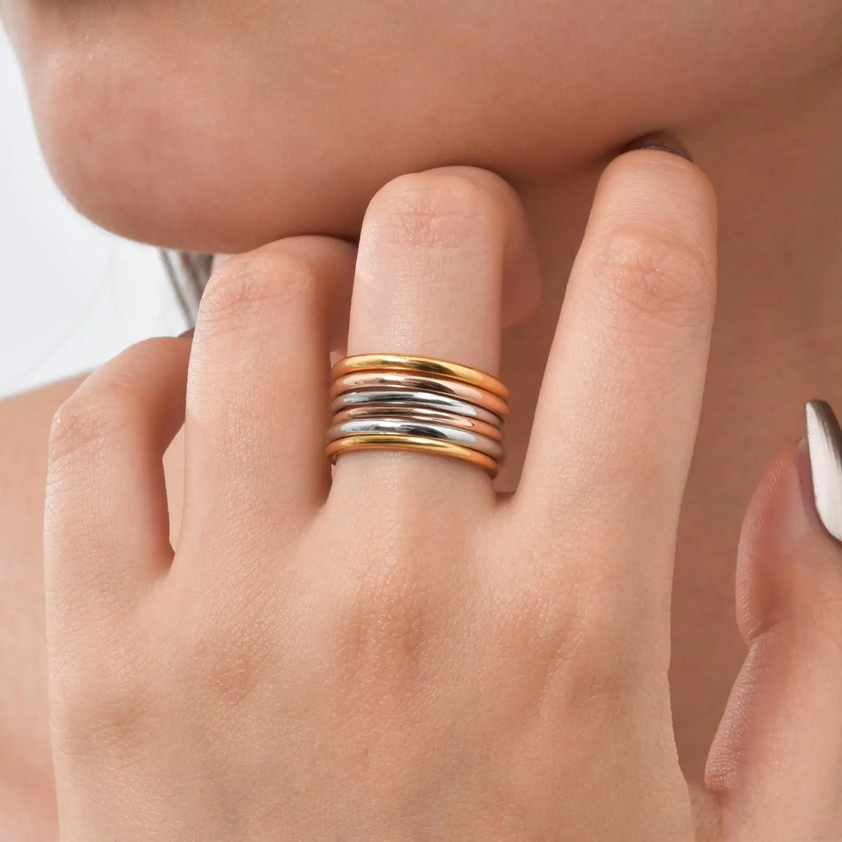 Chic 6Pcs Interlocked Stacking Rings for Women
