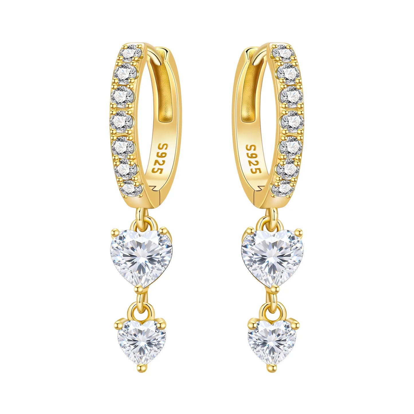 S925 Sterling Silver 18K Gold Square Hoop Earrings
