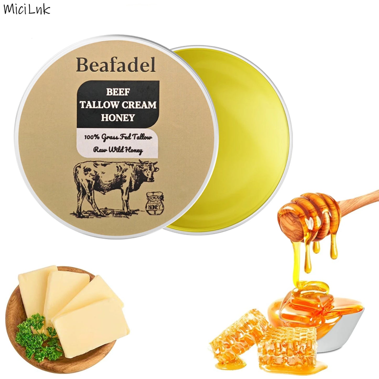 Beef Tallow Face Moisturizer Whipped Beef Tallow & Honey Balm Face & Body Skin Care