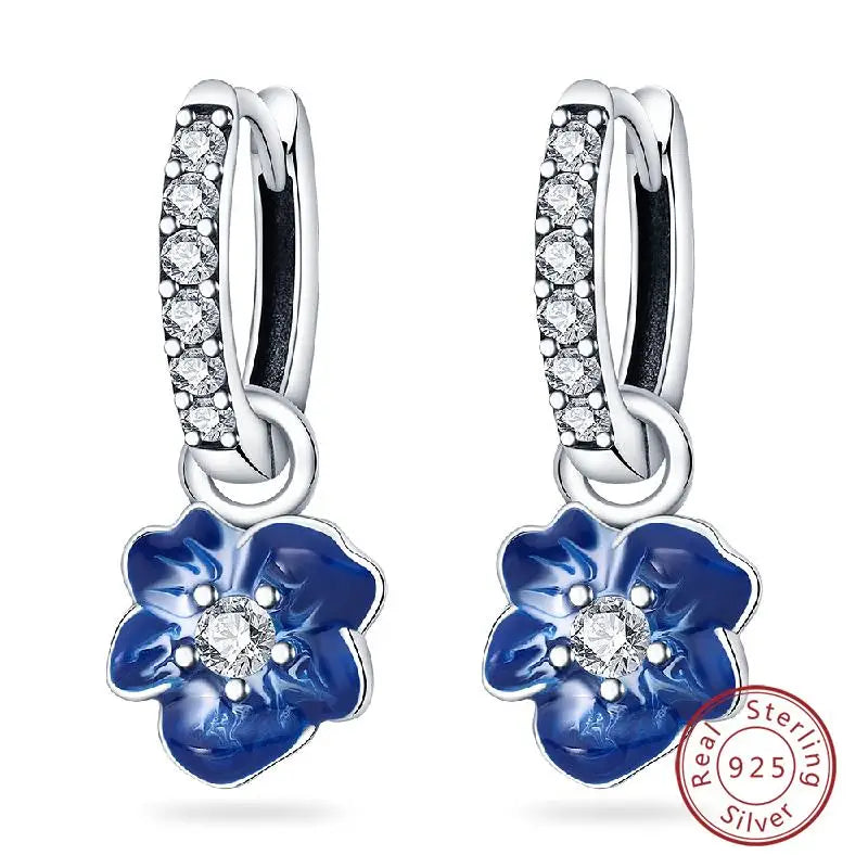 925 Sterling Silver Earrings Charm Simple Shiny Zirconia - Buy One Get