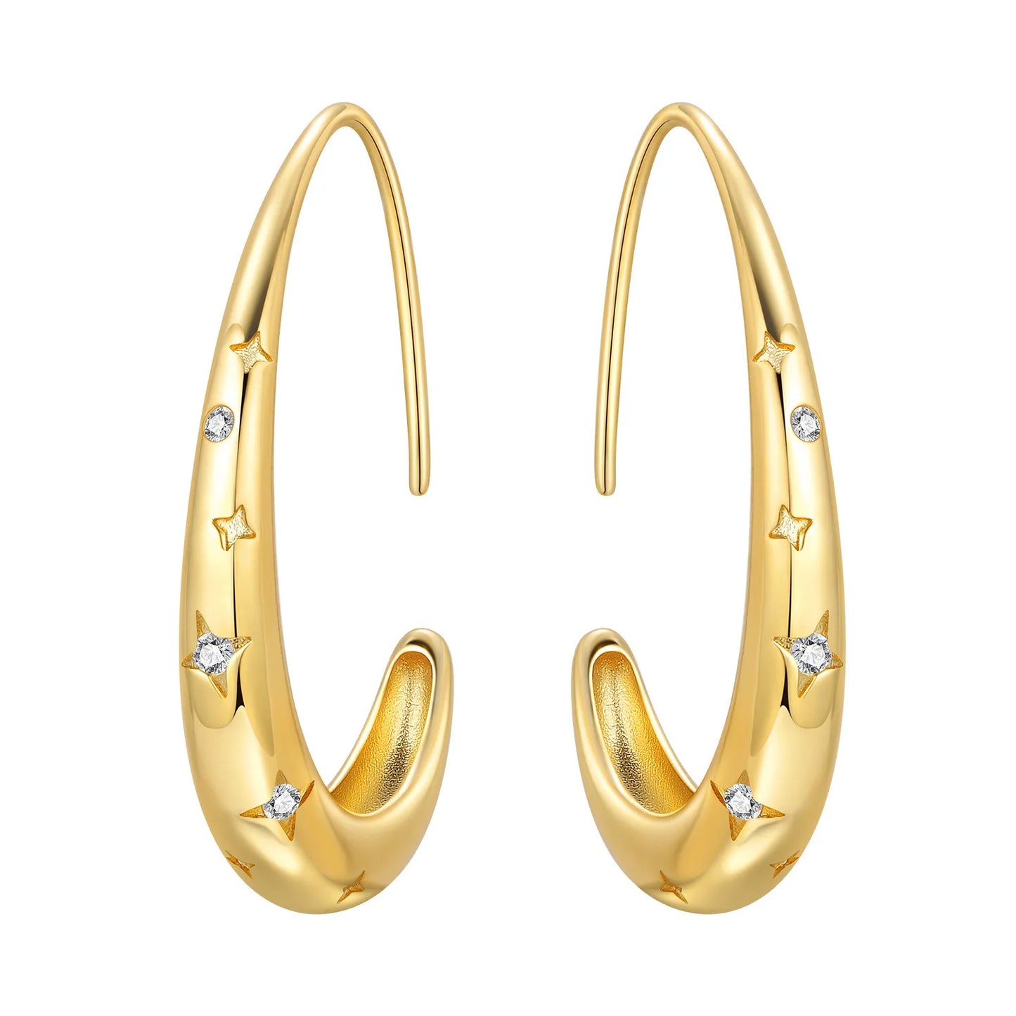 S925 Sterling Silver 18K Gold Square Hoop Earrings