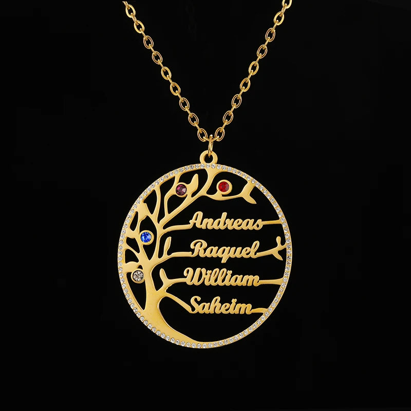 Personalized Stainless Steel Tree of Life Necklace with Birthstone - Buy One Get One Free🔥
