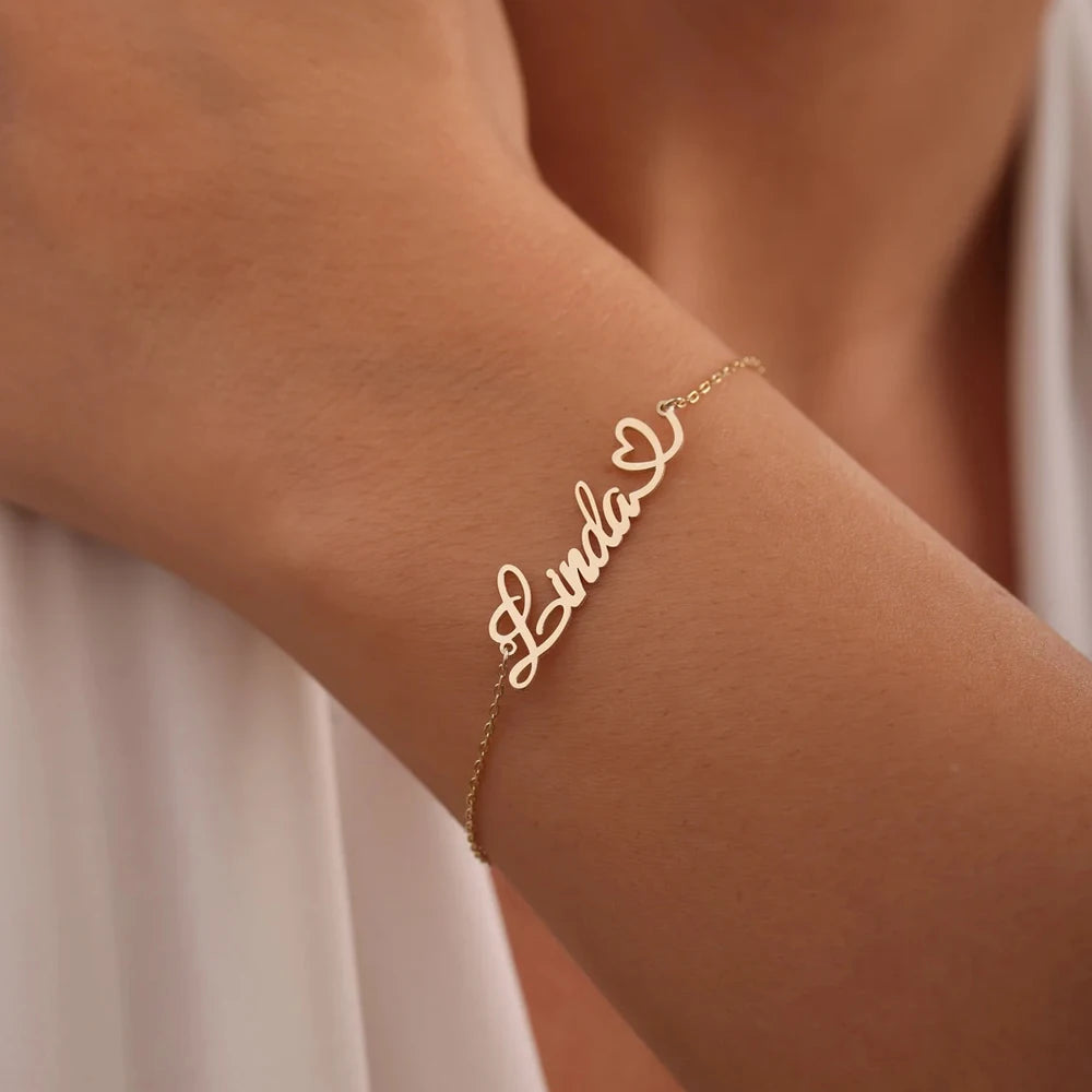 Personalized Custom Name Bracelet for Women Heart Paw