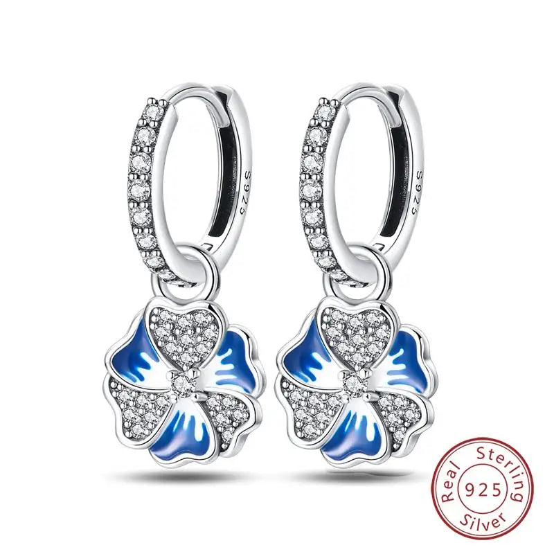 925 Sterling Silver Earrings Charm Simple Shiny Zirconia - Buy One Get