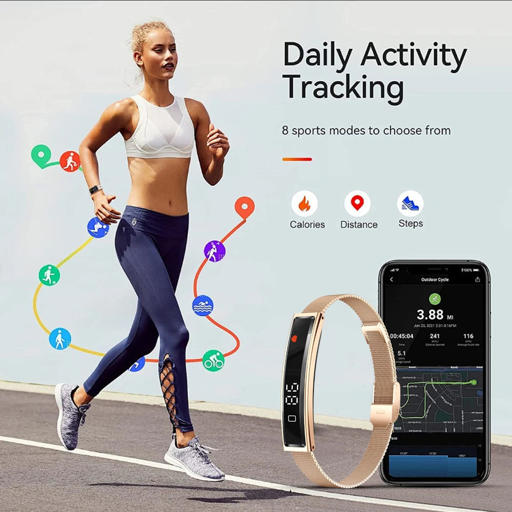Women Smart Bracelet Sport Mode Fitness Tracker Heart Rate