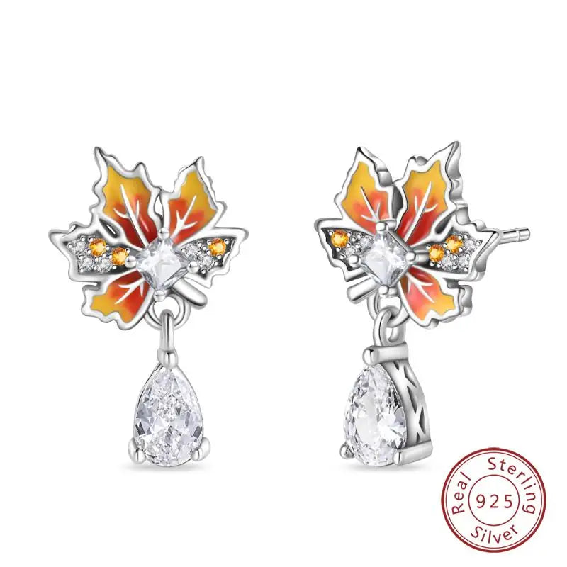 925 Sterling Silver Earrings Charm Simple Shiny Zirconia - Buy One Get