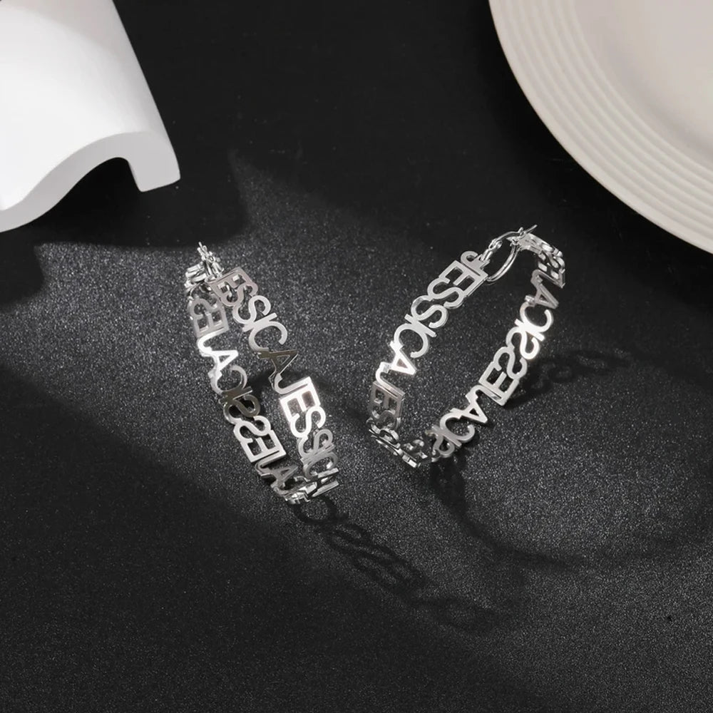 Custom Name Hoop Earrings for Women