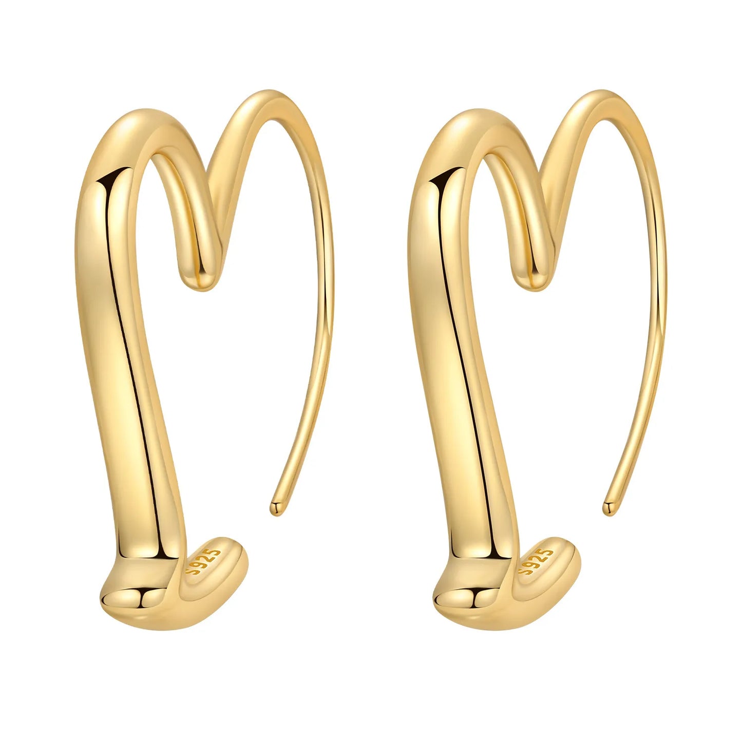 S925 Sterling Silver 18K Gold Square Hoop Earrings