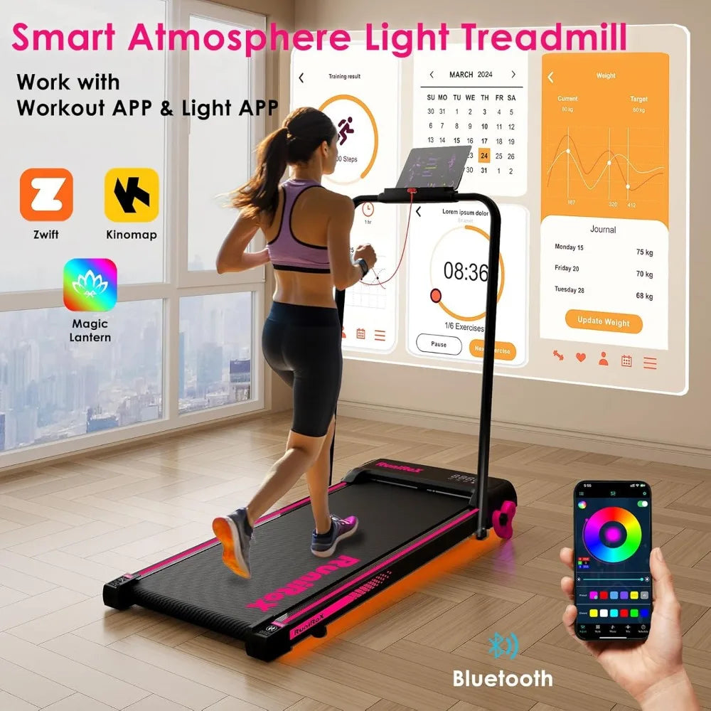 NEW Walking Pad Treadmill with Incline, Remote and Lights - Free shipping