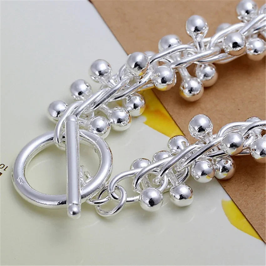 Fine NEW 925 Sterling Silver High Quality Lady solid beads Bracelet