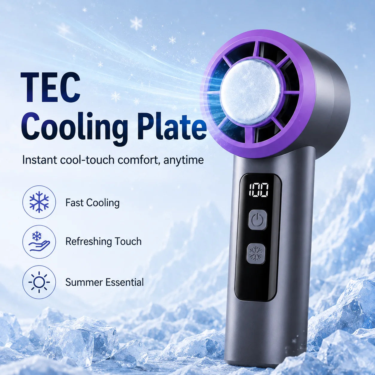 Portable Handheld Cooling Fan, with Cooling Plate