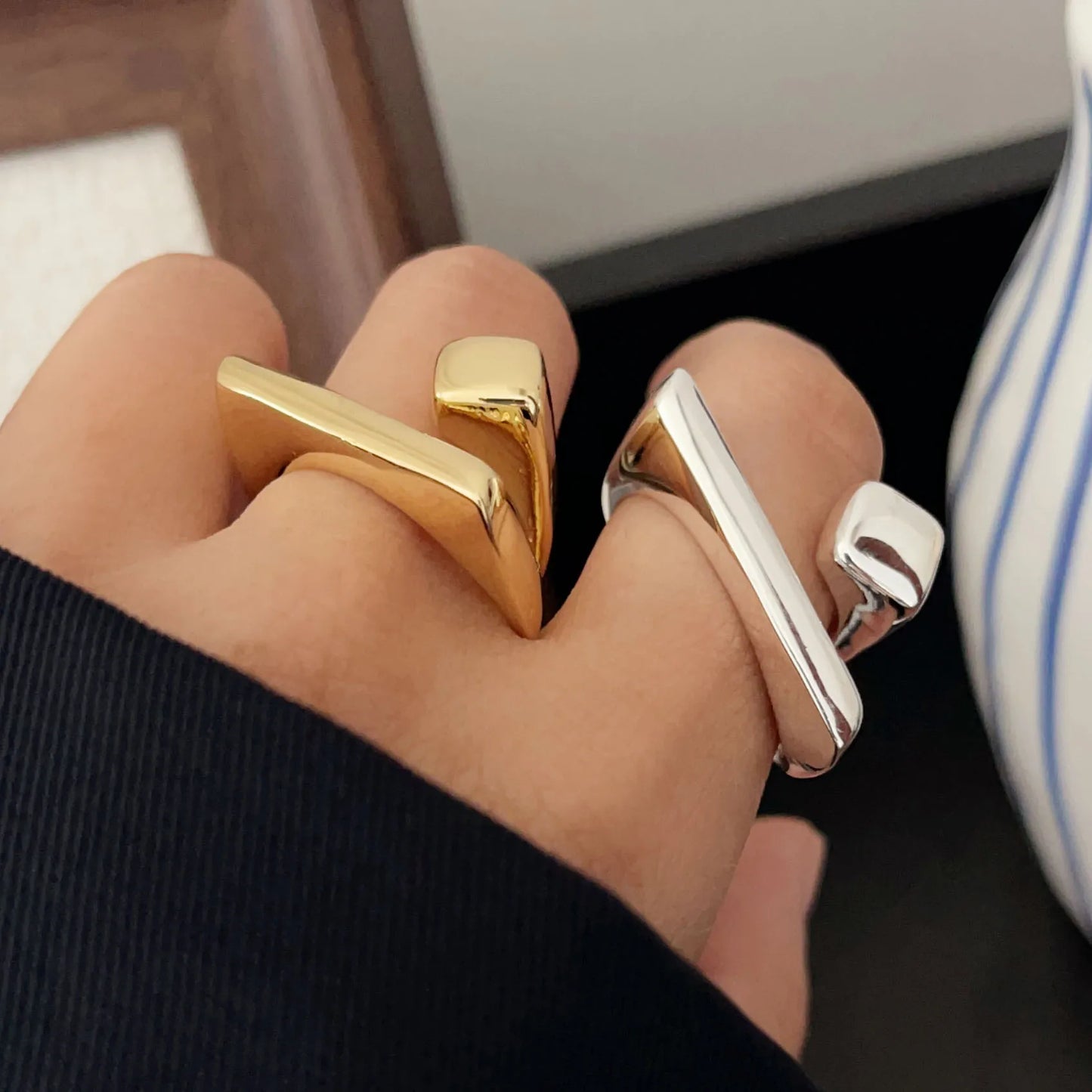 925 Sterling Silver Ring Adjustable Geometric Ring - Buy One Get One Free 🔥