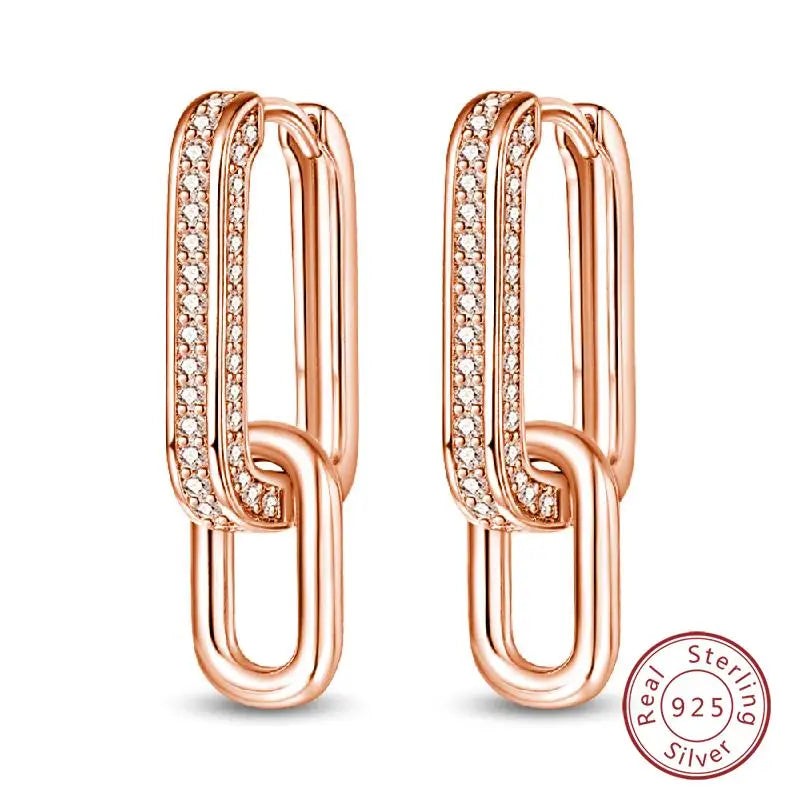 925 Sterling Silver Earrings Charm Simple Shiny Zirconia - Buy One Get