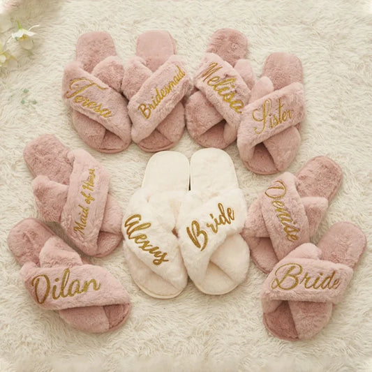 Personalized Fluffy Slippers Warm Soft - Buy two get one free - Free Shipping Too!