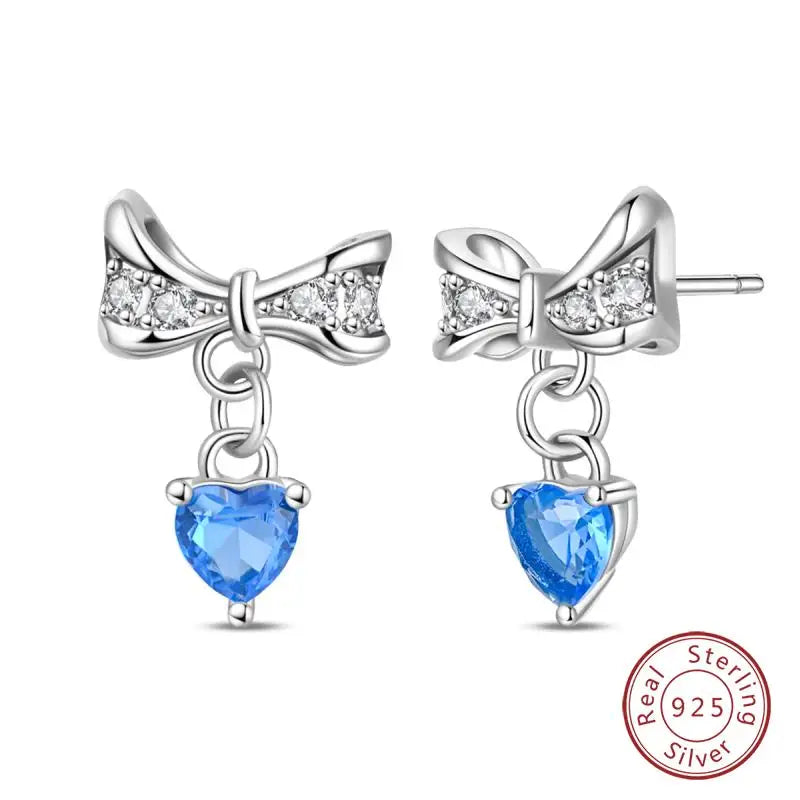 925 Sterling Silver Earrings Charm Simple Shiny Zirconia - Buy One Get