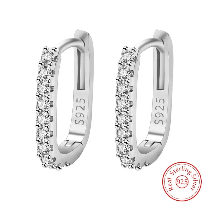 925 Sterling Silver Zircon Hoop Earrings for Women | Sparkling Crystal Circle Earrings