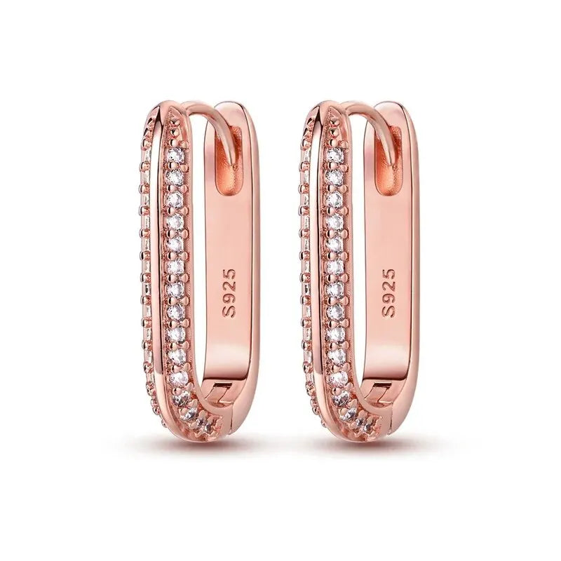 925 Sterling Silver Large Double Circle Hoop Earrings CZ Zircona -BOGO 🔥