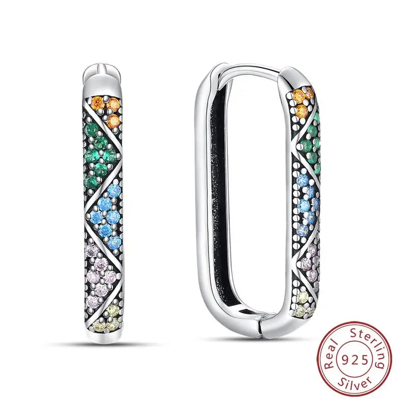 925 Sterling Silver Earrings Charm Simple Shiny Zirconia - Buy One Get