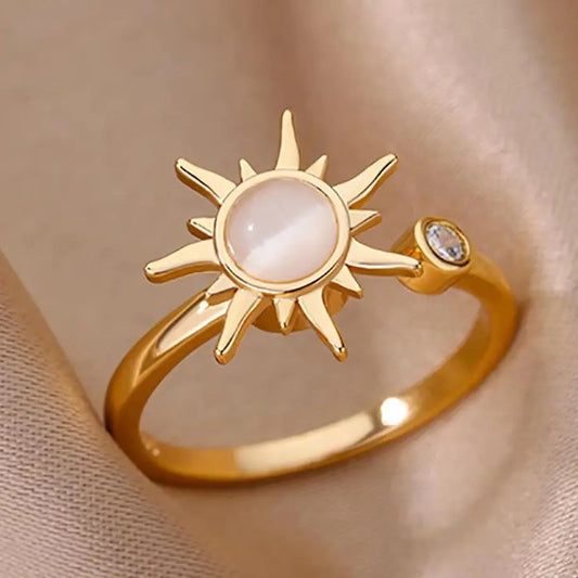 Rotating Sun Opal Ring For Women Stainless Steel - Buy One Get one Free 🔥