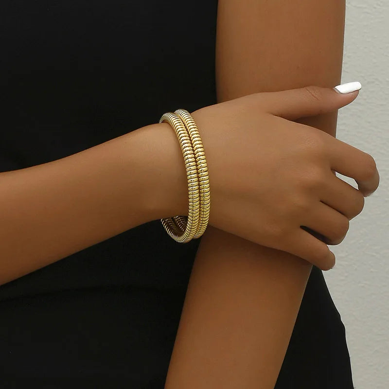 Exaggerated and Minimalist Multi-layer Adjustable Opening Bracelet for Women