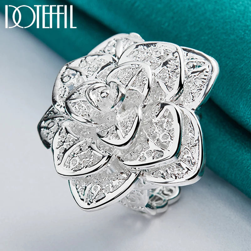 925 Sterling Silver Rose Flower Open Ring -Buy one get one free🔥
