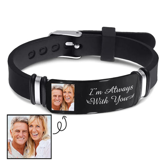 Personalized Silicone wristband Bracelet ; Titanium bracelet for Father Family Friends