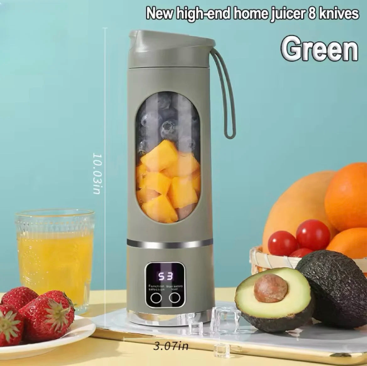 Fruit Juicer 8 Blades 3 Gears USB Rechargeable Portable Blender