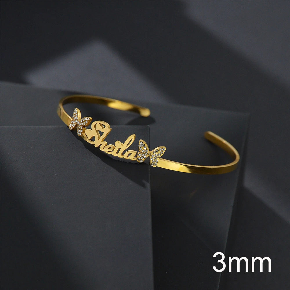 Stainless Steel Personalized letter Cuff Bangles Bracelets for Woman 🔥 Buy One Get One Free