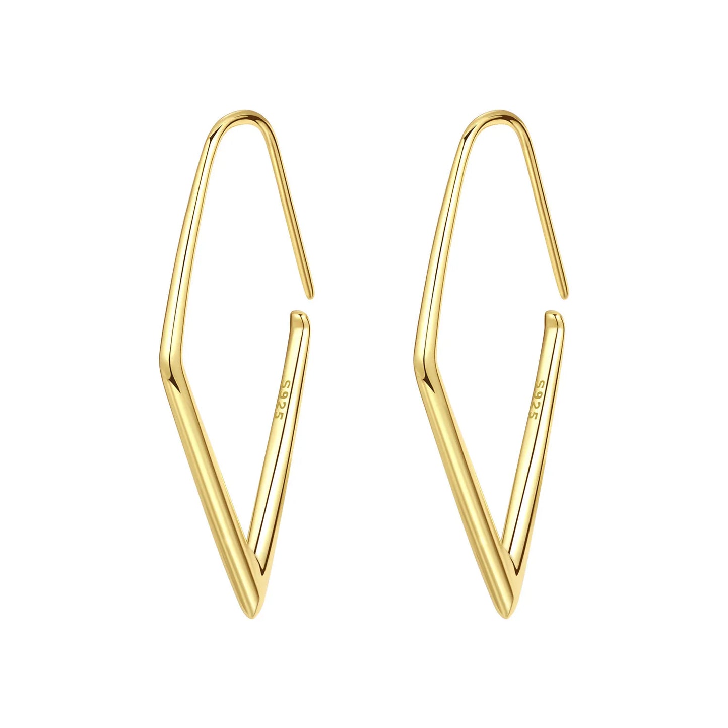 S925 Sterling Silver 18K Gold Square Hoop Earrings