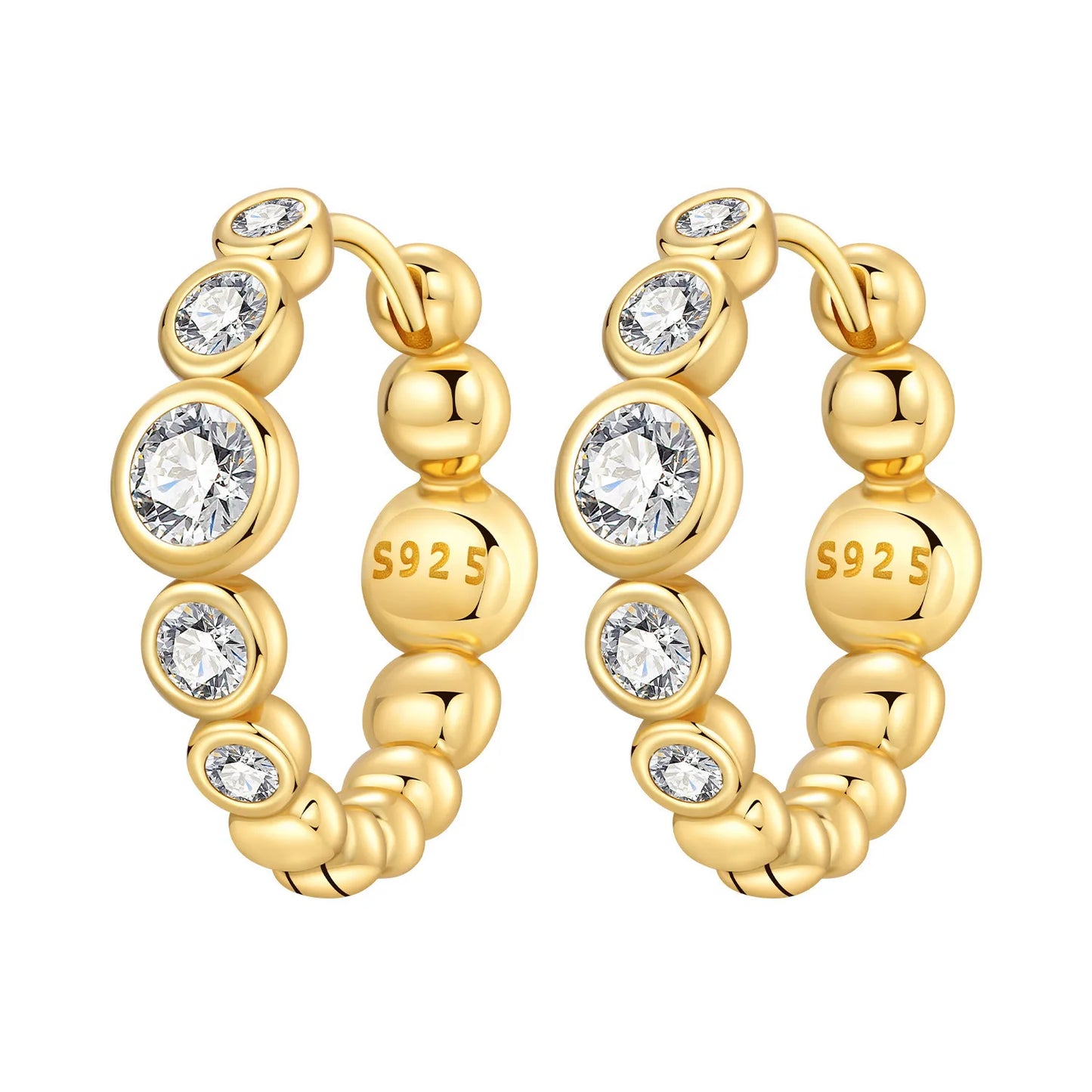 S925 Sterling Silver 18K Gold Square Hoop Earrings