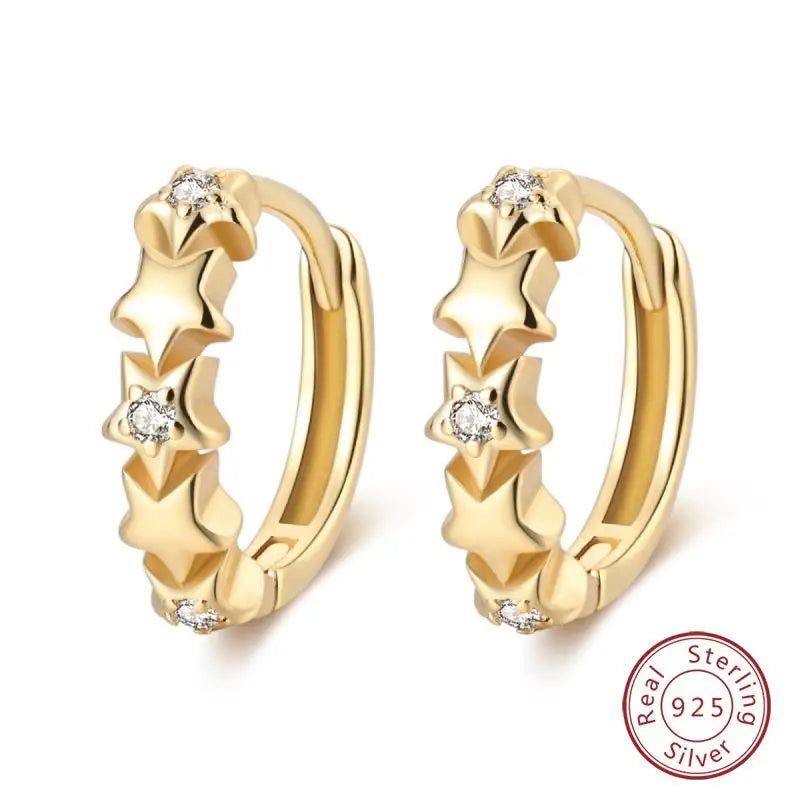 925 Sterling Silver Earrings Charm Simple Shiny Zirconia - Buy One Get