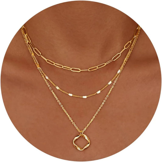 Layered Gold/Silver Necklaces set for Women Stackable