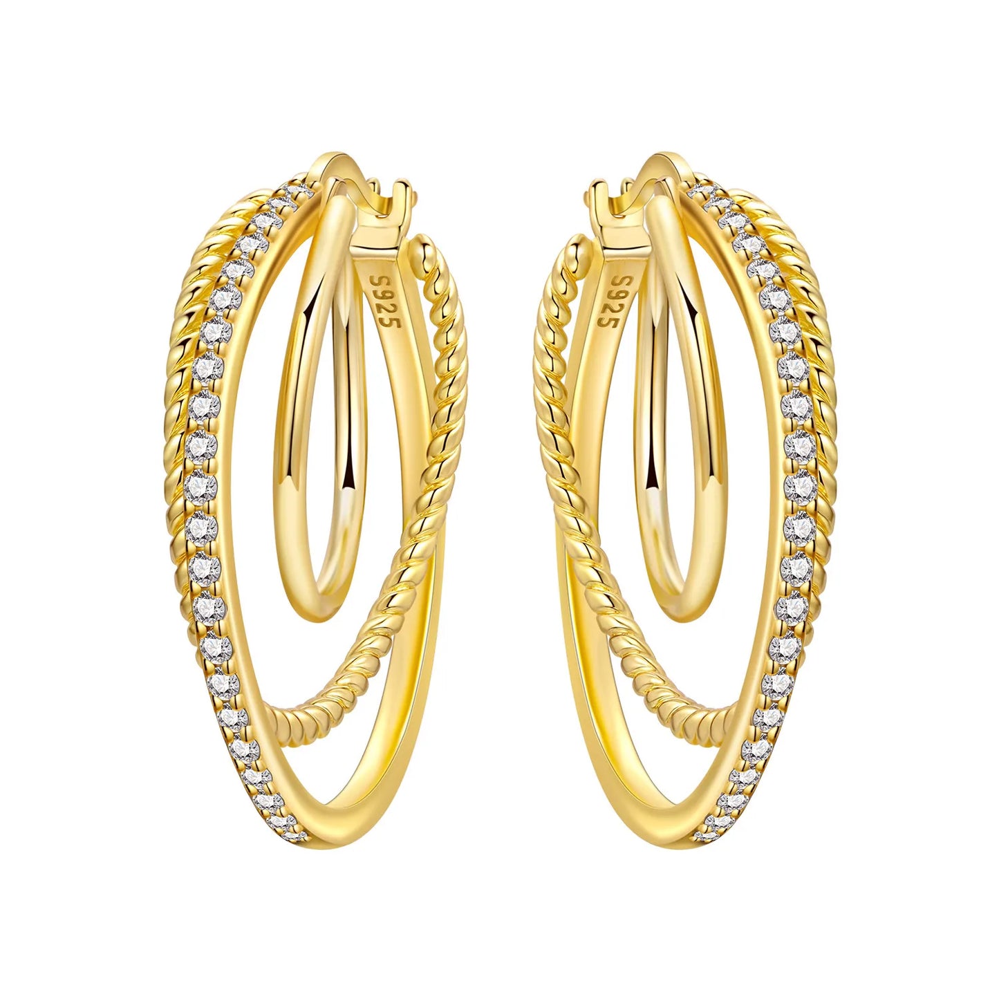 925 Sterling Silver Double Loop Drop Earrings for Women | Minimalist Dangle Earrings