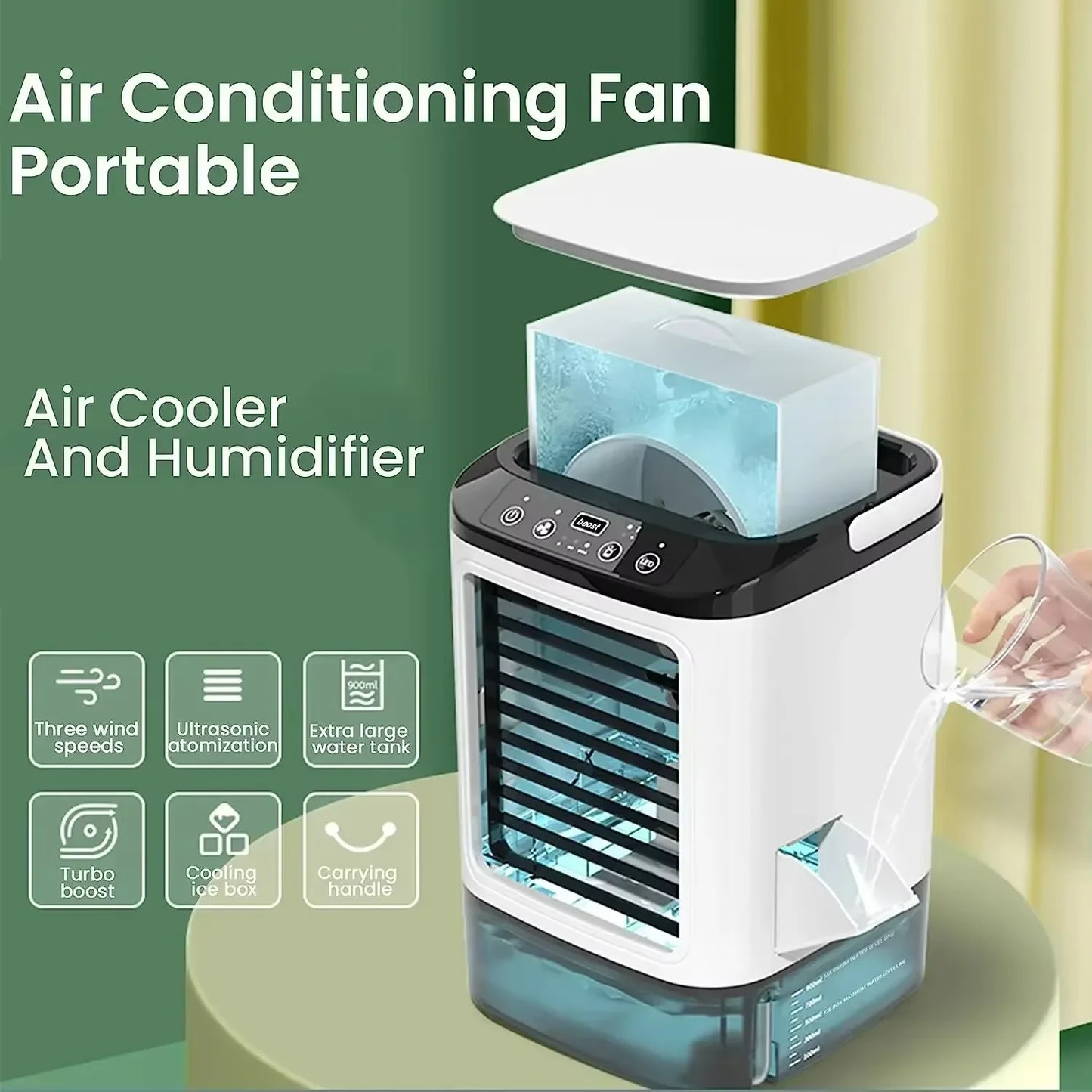 Air Conditioner Portable Fan Desktop Dual Spray Ultrasonic Atomization 3