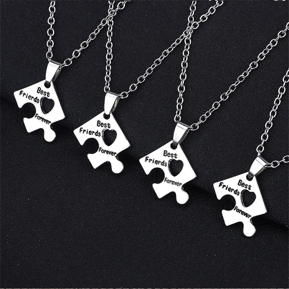 4 Pcs/set Best Friends Pendants Necklaces Friendship Forever Choker Necklace BFF Hollow Love Heart Jewelry Gift For Friend