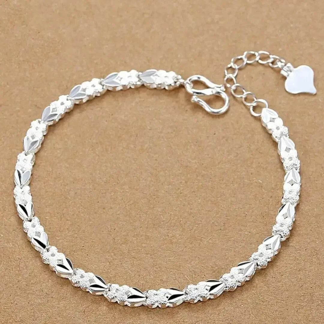 Fine Noble 925 Sterling Silver Solid Chain Bracelet For Women Men