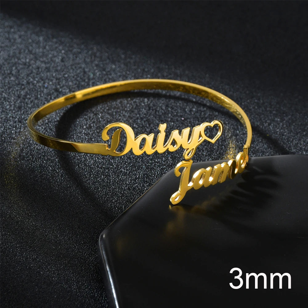 Stainless Steel Personalized letter Cuff Bangles Bracelets for Woman 🔥 Buy One Get One Free